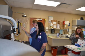 Female lab techs working in the lab.